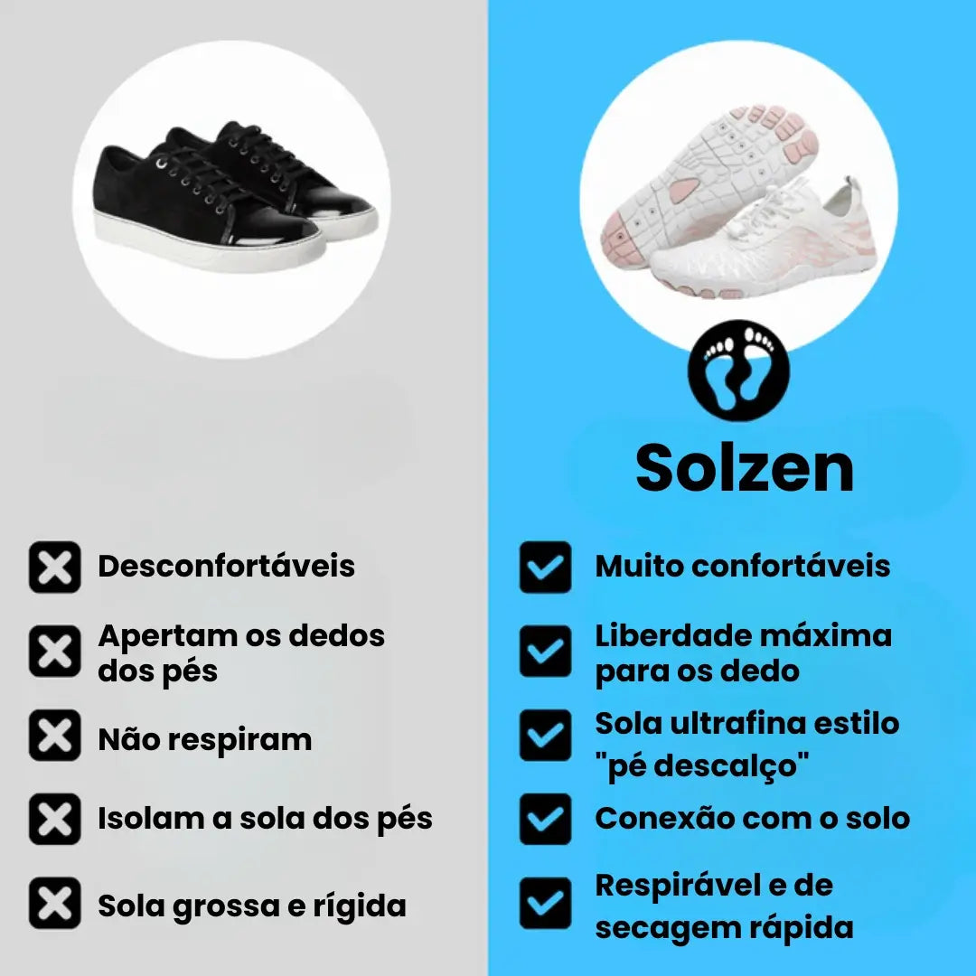 Solzen Skin Pro com Cobre – Calçado Descalço de Aterramento para Todas as Ocasiões